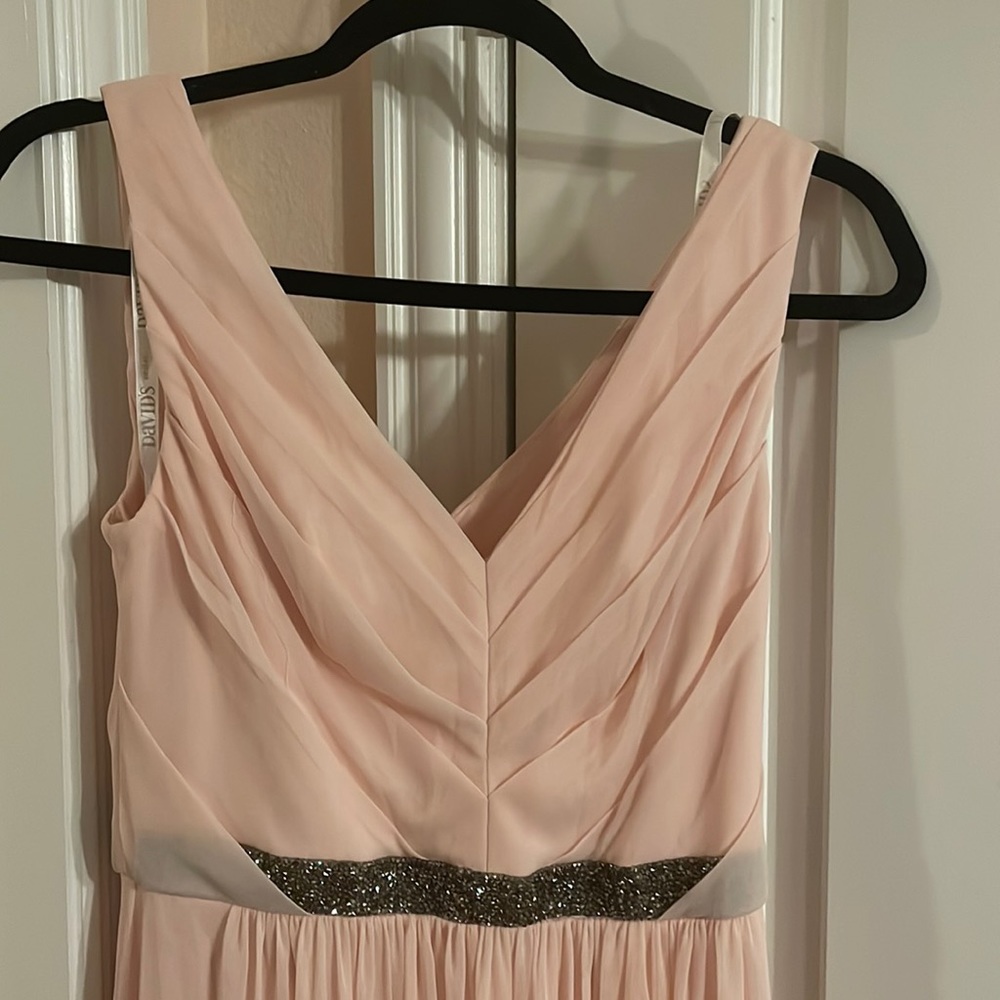 Blush bridesmaid gown with slit. Only worn once.
